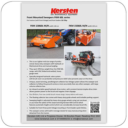 Information Sheet - Front Mounted Sweepers for Tractor and Loaders - FKM 60L