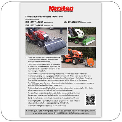 Information Sheet - Front Sweeper for Ride on Mowers - FKDR 37