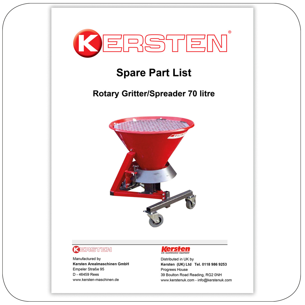 Spare Parts Lists Gritter - Spreaders - Attachments